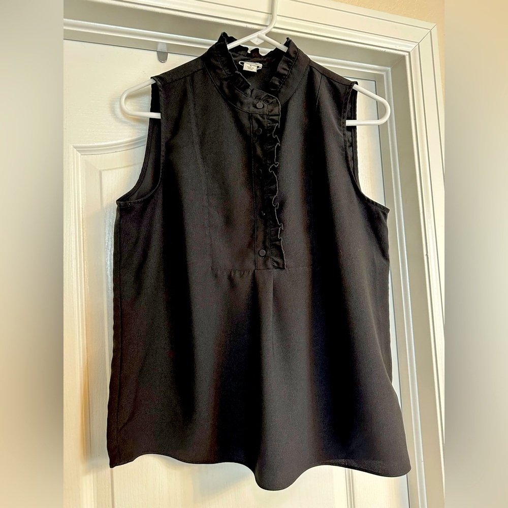 J Crew Factory black sleeveless blouse size 6.
